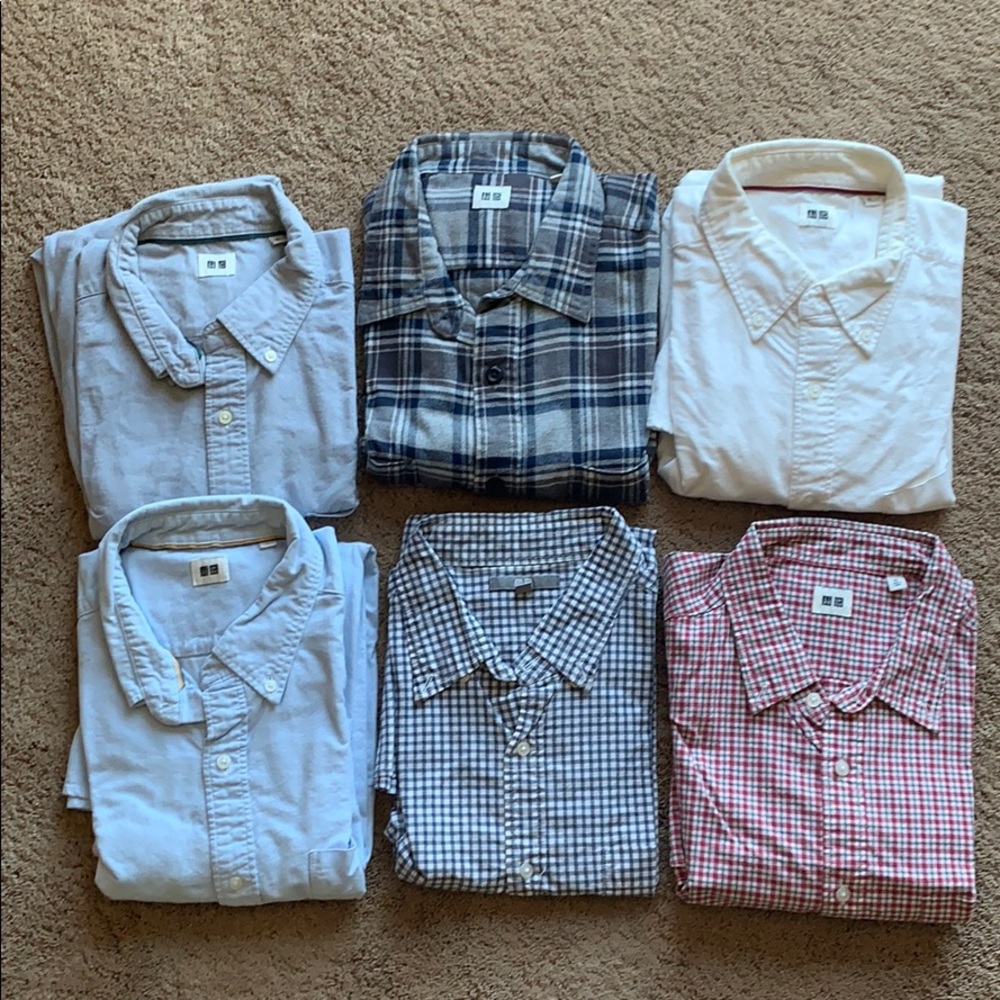 🎁 BUNDLE (6) Uniqlo Button Up Shirts, size XL